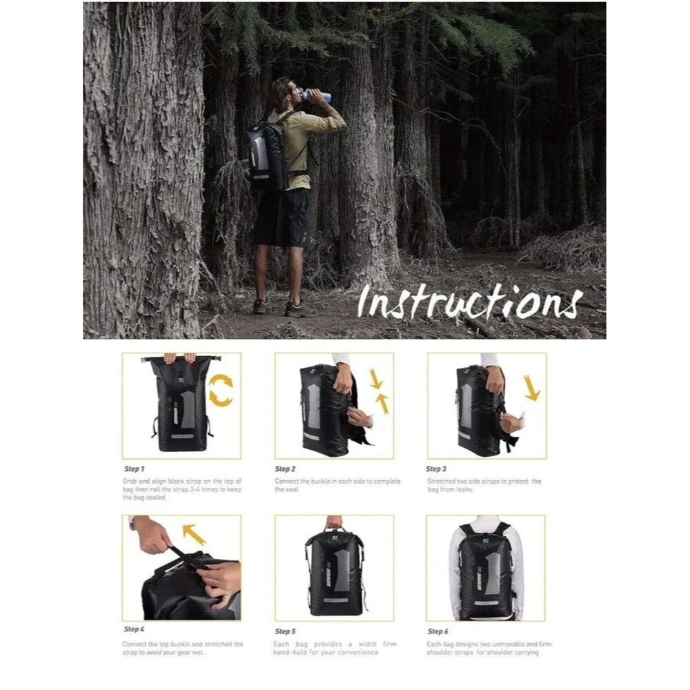 Waterproof Backpack for Men 20L/30L/40L, Floating Dry Bag Kayak, Dry Backpack. - Picture 3 of 6